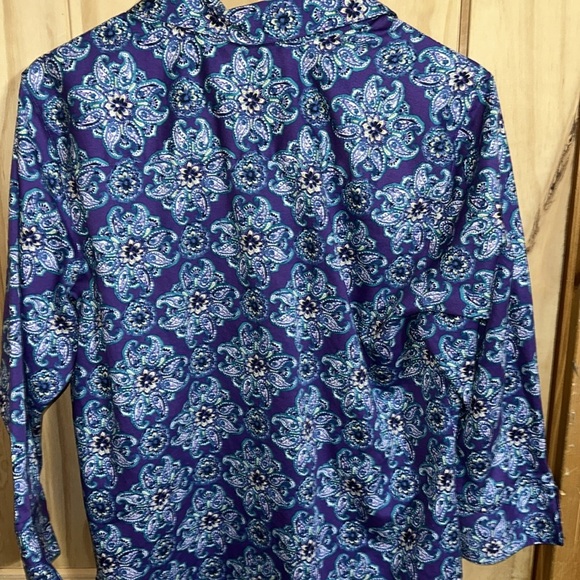 FOXCROFT Wrinkle Free Shaped Purple Patterned Button-Up Shirt - Picture 3 of 7